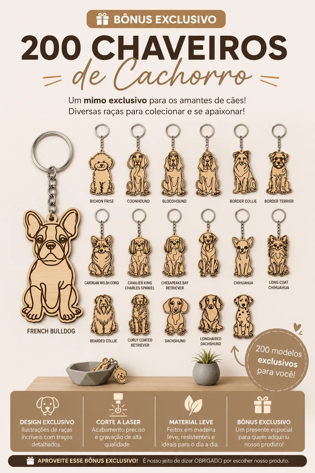 200 chaveiros de cachorro